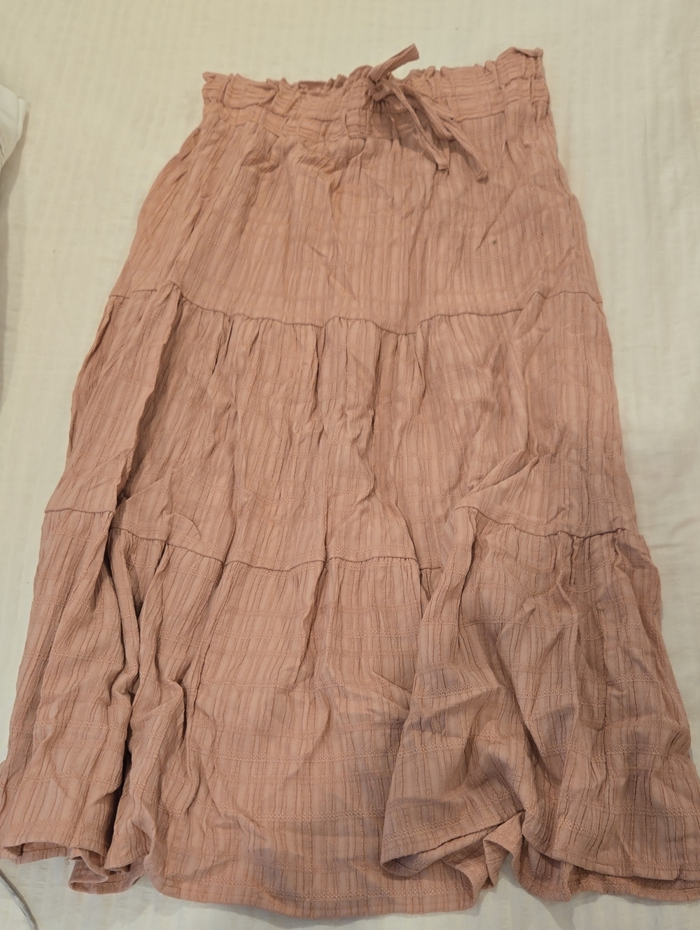 Celebrity Pink Blush Tiered Drawstring Midi Skirt